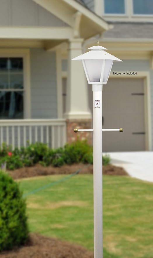 Solus 7-Foot Direct Burial Lamp Post – Aluminum Outdoor Light Pole with Decorative Cross Arm & Dusk-to-Dawn Sensor | Lumora