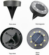 Solar Ground Lights Outdoor Waterproof IP68, 4 Pack 8 LED In Ground Solar Disc Landscape Lighting, Garden Lights | Lumora