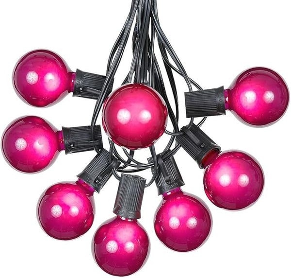 100 Foot G50 Outdoor Patio String Lights with 125 Purple Globe Bulbs – Indoor Outdoor String Lights – Market Bistro | Lumora