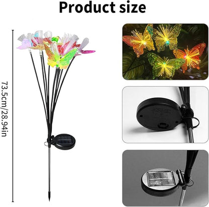 Solar Butterfly Lights 10 Heads 3 Pack - Outdoor Waterproof, No Wiring Needed,Garden Yard Patio Pathway Decoration, Warm White, Swaying in Wind, Romantic Atmosphere Lights (3, Butterfly)