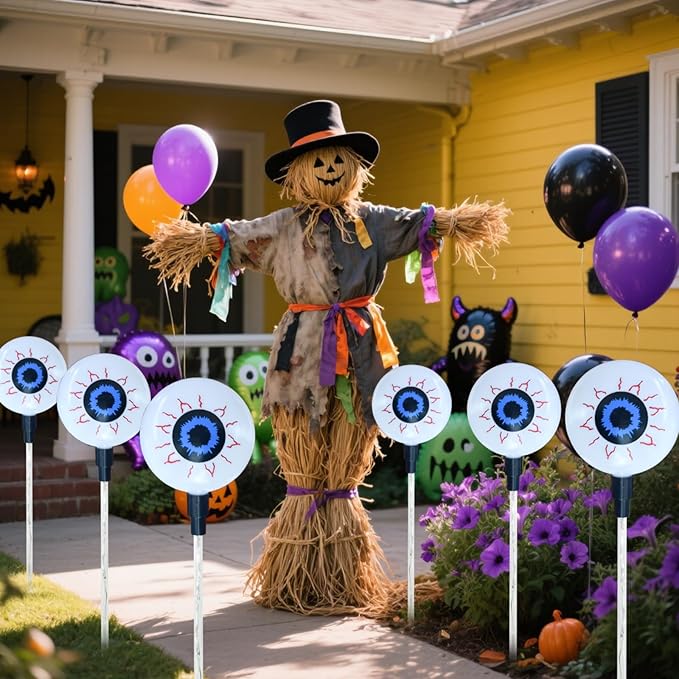 1 Pack Solar Halloween Eyeball Pathway Lights,6 Halloween Eyeball Stake Lighting with 8 Modes for Holiday Home | Lumora