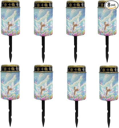 Outdoor Solar Garden Stake Lights,Easter Eggs Cross Peace Dove LED Warm White Lantern Solar Pathway Lights Landscape Lighting for Yard Patio Solar Walkway Lights for Outside Stoplight