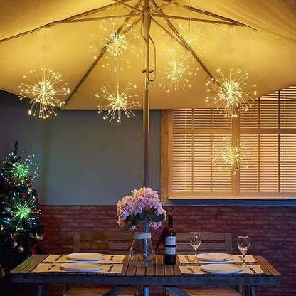 10 Pcs Total 1000 LED Firework Copper Wire Lights, 8 Modes Fairy Twinkle Lights Plug in String Lights 1M/3.3FT Spacing Starburst Lights with Sagging Wire and Remote Control(Warm White)