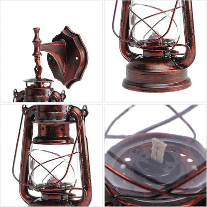 Brass Retro Wall Lamp – Vintage Industrial Sconce with E27 Socket, 5W Max, Corrosion-Resistant Iron & Plastic Lamp for Living Room, Bedroom, Hallway, Cafe, Library, Red Bronze