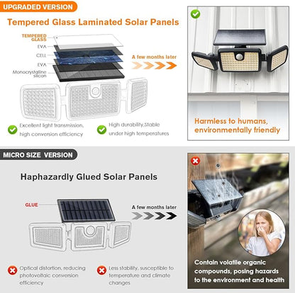 MIHANI Solar Lights Outdoor, Quick Charge Solar Motion Deck Lights Outdoor for Deck with High Brightness, Larger Built-in Tempered Glass Panel, Sensitive PIR Motion Inductor (Remote,2 Pack)