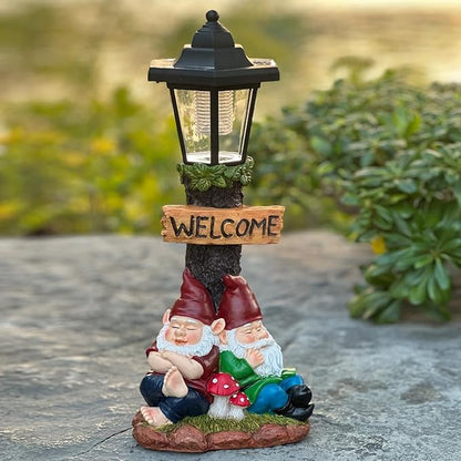 Garden Gnome Statue with Solar Lights,Outdoor Figurine Light for Outside Landscape,Lawn Yard, Path、Patio Sculptures Decor - Unique Gift for Grandmothers, Women,Sisters for Christmas Birthday