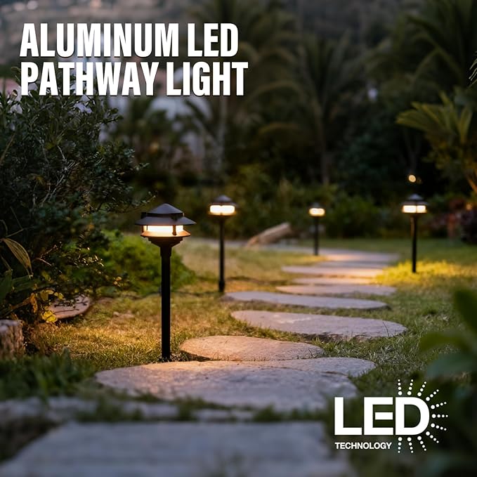 VENUS MANUFACTURING Low Voltage Landscape Lights LED Outdoor Pathway Light 12V AC 2.2W 32Lumen Warm White Landscape Lighting for Garden Path Driveway Yard (4)