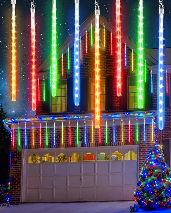 Flacchi Multicolor 20 Tubes Meteor Shower Icicle Light 480 LED Raindrop Lights with Timer - Outdoor String Light | Lumora