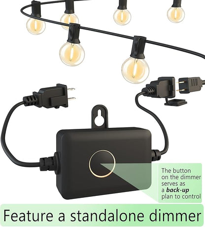Outdoor-String-Lights-Patio-LED-Light-Outside 300FT Waterproof Dimmer Remote Outdoor Lighting with 3 Modes G40 Globe Plastic LED Bulbs Hanging Lights Connectable for Backyard Yard Porch Party