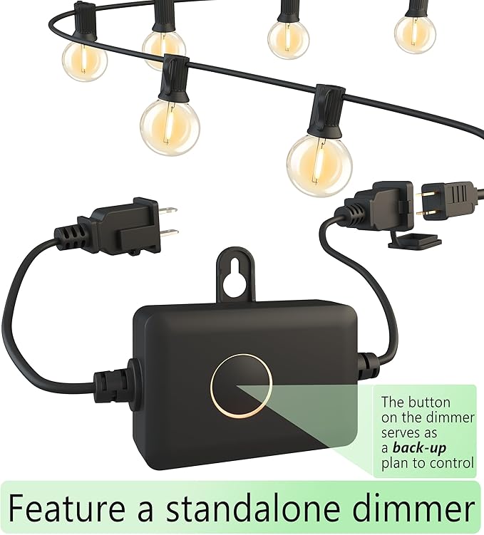 Outdoor-String-Lights-Patio-LED-Light-Outside 200FT Waterproof Dimmer Remote Outdoor Lighting with 3 Modes G40 Globe Plastic LED Bulbs Hanging Lights Connectable for Backyard Yard Porch Party