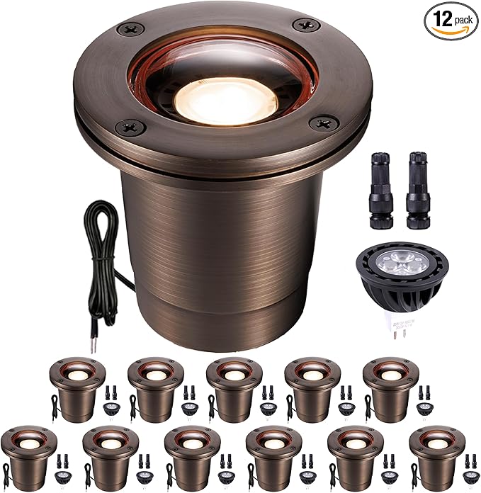 Gardenreet Landscape Well Lights Brass - IP67 Low Voltage In-Ground Light, 12V LED Electric Outdoor Lighting | Lumora