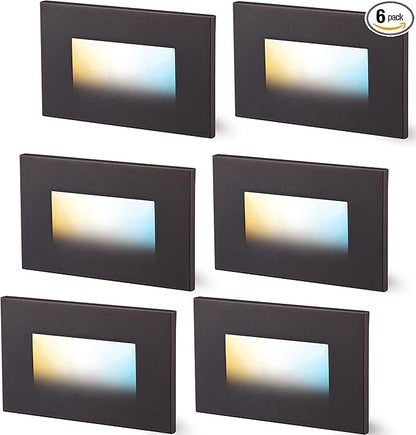 CLOUDY BAY Dimmable Upgraded 3 Color 120V LED Indoor Outdoor Step Lights,3000K/4000K/5000K 3W 55lm,Stair Light,Oil Rubbed Bronze,6 Pack