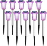 DenicMic Solar Lights Outdoor 10 Pack Waterproof Purple LED Stainless Steel Stake Outside Lights for Yard Pathway | Lumora