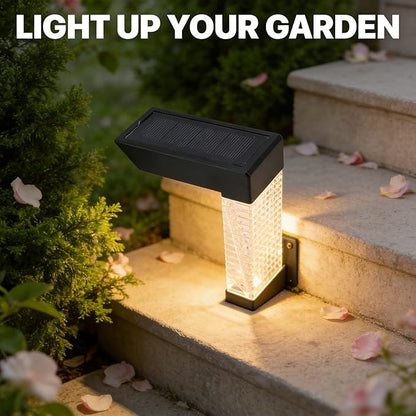 LED Solar Step Light, L Shape, Warm and RGB Color Temperature, Solar Pathway Light - IP65 Waterproof Design, Monocrystalline Charging, Garden Deck Safety Lighting