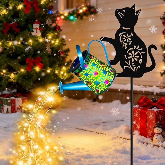 Black Cat Solar Watering Can Lights, Birthday Gifts for Women Mom Christmas Mother's Day, Yard Decorations Outdoor | Lumora