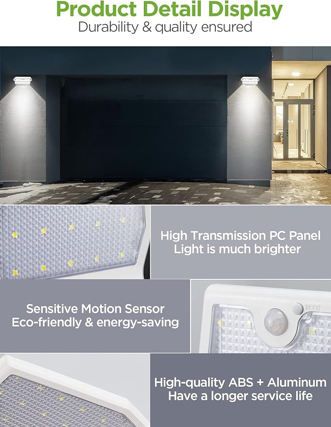 InnoGear Solar Gutter Lights Outdoor Waterproof, 29 LED Motion Sensor Lighting with 4 Modes, Mounting Pole for | Lumora