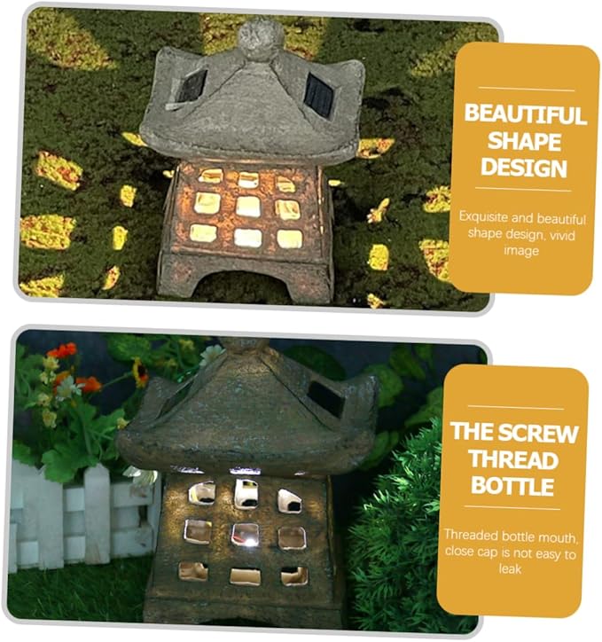 Lawn Decorations Outdoor Solar Pathway Lights Pagoda Garden Statue Landscape Lighting