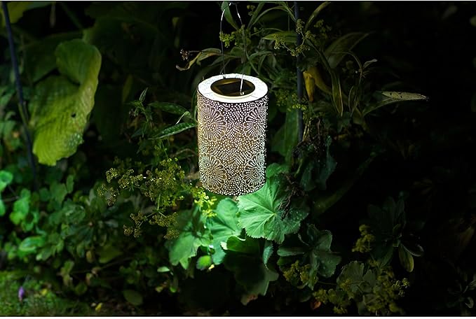 Soji Stella LED Outdoor Solar Lantern, Handmade with Weather-Resistant UV Treated Tyvek Fabric, Stainless Steel | Lumora