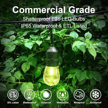 96ft Smart LED Outdoor String Lights, IP65 Music Sync Color Changing, 30 WiFi S14 Shatterproof Bulbs, Works with Alexa Google Assistant, for Patio Cafe St. Patrick's Day Holiday Decor