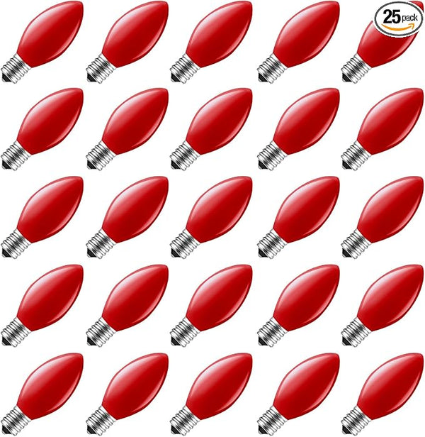 Minetom C7 Red Christmas Replacement Bulbs, C7 Vintage Light Bulbs, E12 Candelabra Base - Incandescent Outdoor Bulb | Lumora