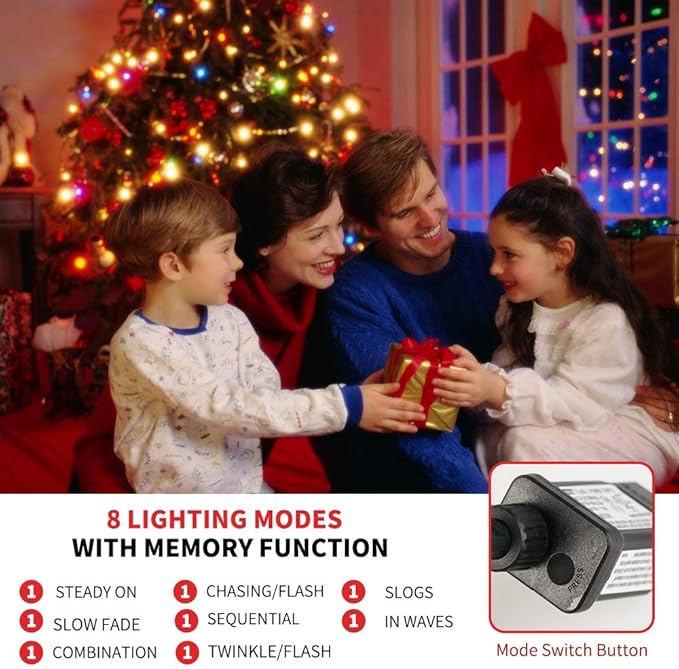 105FT 300LEDs Christmas Lights Outdoor Indoor String Lights 8 Modes Memory Function for Christmas Tree Party | Lumora