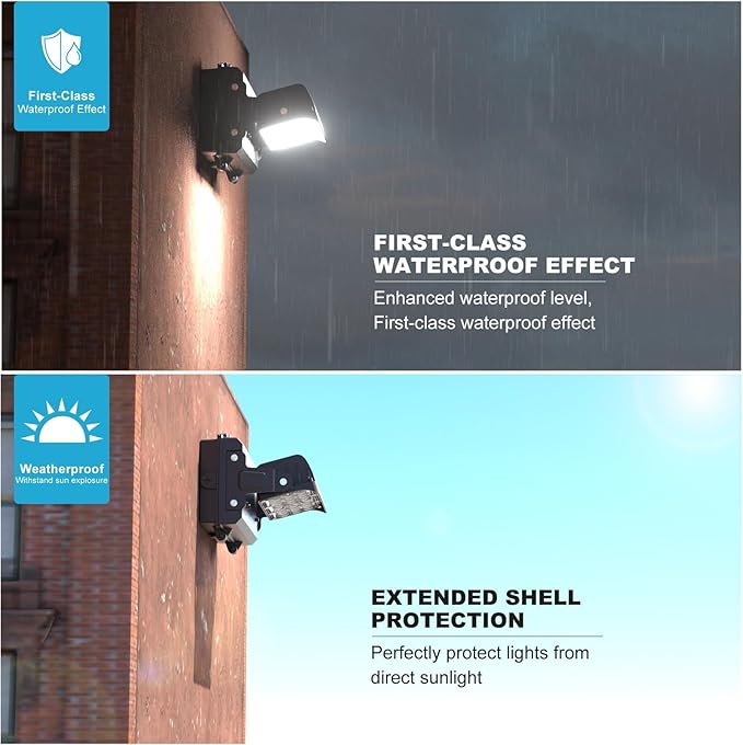 Lightdot 2Pack 150W LED Wall Pack Lights, 360° Adjustable Panel with Dusk to Dawn Photocell, 22500Lm 5000K, IP65 Waterproof & Advanced Heat Dissipation Outdoor Security Lighting(Height:10~20ft)