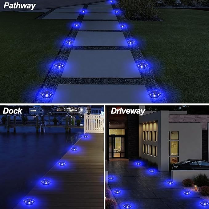 Solar Deck Lights Driveway Dock Lights 4 Pack, Waterproof Outdoor Solar Powered LED Driveway Marker Light Aluminum | Lumora