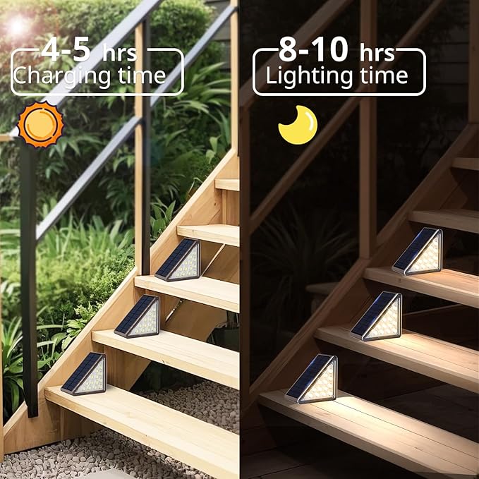 Brown Solar Step Light Outdoor Stair Lights, Deck Lights Outdoor Powered IP65 Waterproof, 3000K Warm White Solar Outdoor Step Light, Decor for Stair, Deck, Step,Porch and Outside Patio,6 Pack