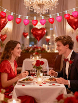 10.5ft Heart String Lights with 10 LED Red & Pink Hearts, Messages: KISS ME/Love. Connectable, Waterproof | Lumora