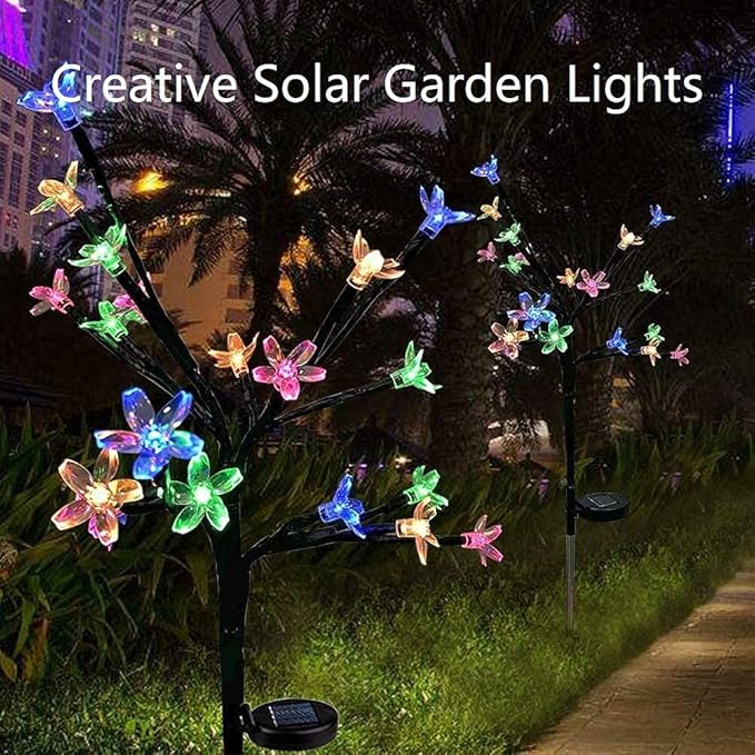 Solar Flower Fairy Light, Colorful Stainless Steel Solar Path Stake Lights for Outdoor Landscape Lighting, Lawn | Lumora