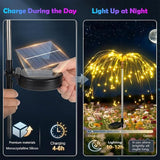 2 Pack Solar Firework Lights Outdoor - Verified 200 LED & 8 Modes - Starburst Solar Powered Garden Lights | Lumora