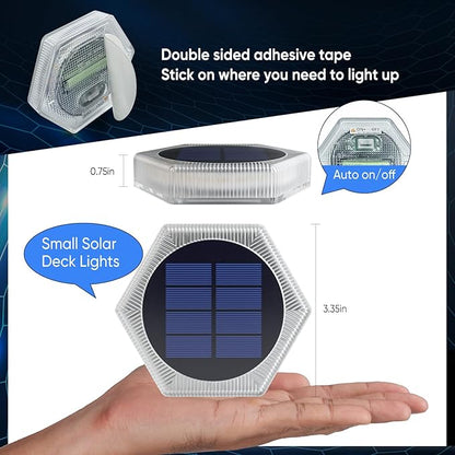 Blue Solar Deck Lights for Outside 6 Pack, Dock Lights Solar Powered Waterproof Driveway Warning for Driveway Pathway Boat Dock Post Yard.