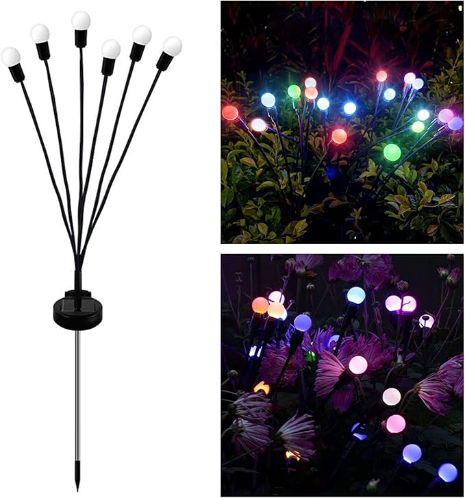 Hilitand Solar Bright Solar Swaying Lights Yard Patio Pathway Decoration (6 Colorful Light)