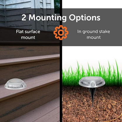 Step Light with Motion Sensor, Set of 4 Driveway Lights, Grey Cast Aluminum, 25 Lumen Solar Lights for Outdoor Steps, Patio, Boat Dock, Pool Deck, Pathways
