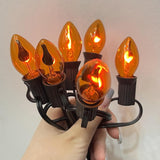 Abeja Orange Halloween Lights, 25FT Orange Flickering Lights String with 27 Flame Incandescent Blubs, Halloween | Lumora