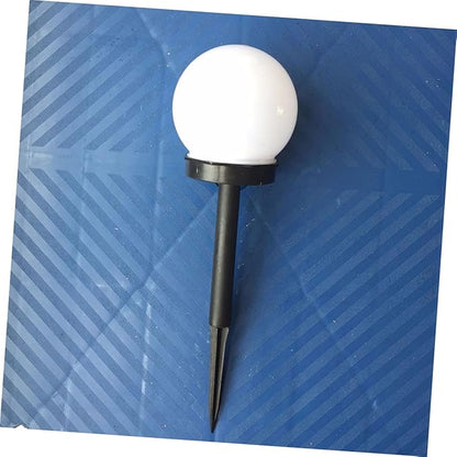 POPETPOP 4Pcs Solar Garden LED Lights White Ball Shape Plug in Outdoor Lawn Lamp Solar Pathway Lighting for Walkway Patio Landscape Warm Light Garden Decor