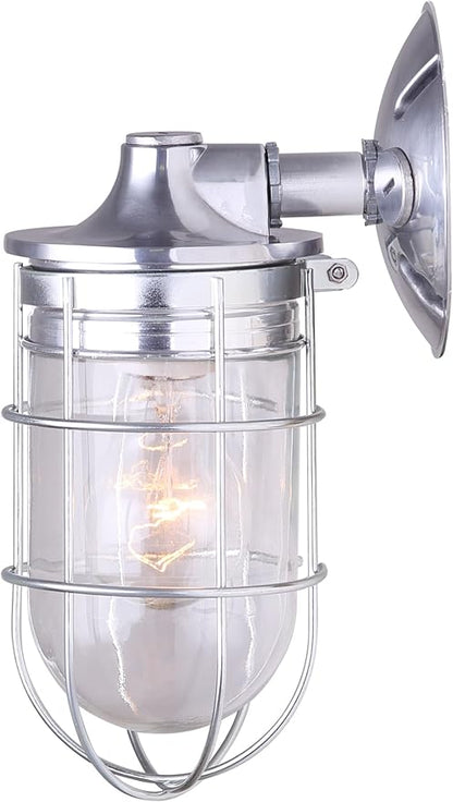 CANARM LTD. IOL337AL Weather 1 Light, Indoor/Outdoor, Ceiling/Wall Mount, All Metal with Cage, Aluminum Finish