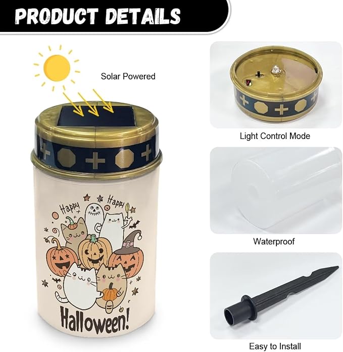 ZOUTAIRONG Pam Helloween Solar Light for Cemetery Grave 2 Pack Solar Garden Lights Outdoor Garden Lights Solar Pathway Lights Outdoor Cemetery Solar Lights for Grave Solar Lights Goat