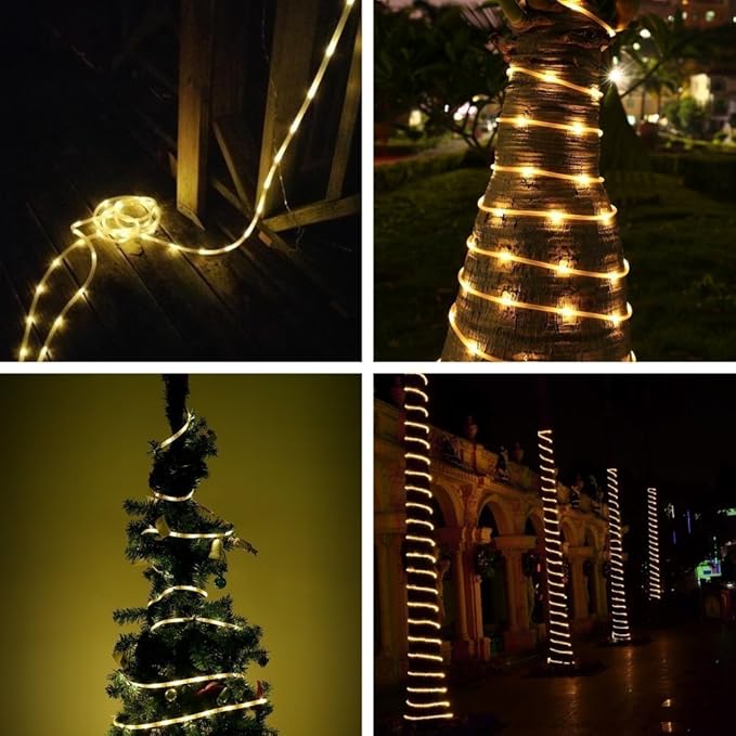 Solar Rope Lights, 23ft 50LED Waterproof Copper Tube Wire String Lights for Garden,Yard, Path, Fence, Stairs, Backyard, Patio Decorative (Warm White)