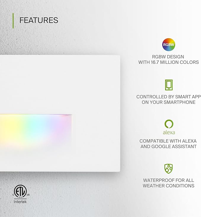ASD LED Recessed Step Light Fixture, Outdoor & Indoor Stair Tread Lighting | RGBW, Smart, Waterproof, ETL Listed | | Lumora