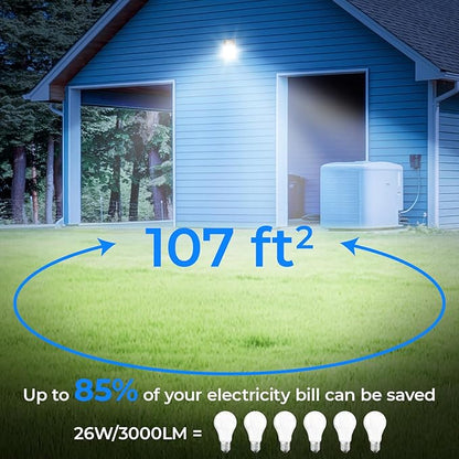 CINOTON 26W LED Wall Pack Light with Dusk to Dawn Sensor, 3000LM [100-277Vac] LED Wall Lights IP65 Waterproof Outdoor Security Flood Lighting for Garage Warehouse Garden 5000K-Daylight 1 Pack
