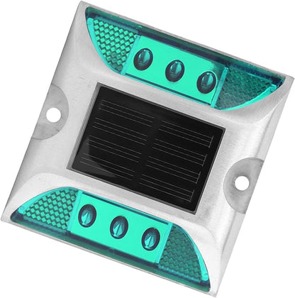 Walfront LED Ground Light Solar Deck Lights for Driveway Pathway Garden, Cast Aluminum Outdoor Light with 1000m Visibility Automatic OnOff for Sidewalk Yard (Green)
