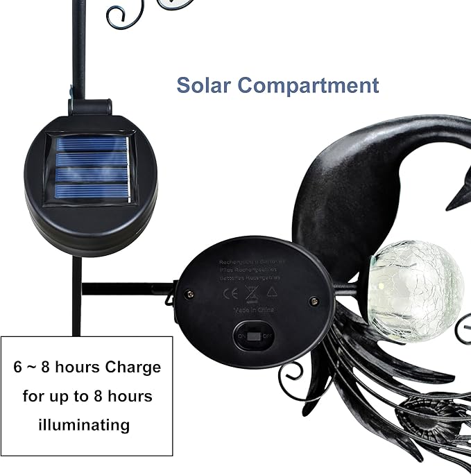 ARTER Solar Garden Stake Lights, 50 Inches Tall Metal Peacock Outdoor Waterproof Decorative LED Solar Pathway Lights with Bling Bling Jewels for Landscape Yard Patio Lawn Poolside (Pack of 2)