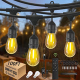 100FT String Lights for Outside with 30+2 Bulbs, Remote & Dimmer, Patio String Lights with 3 Light Modes & Timer | Lumora