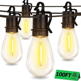 100FT Outdoor String Lights with 35 Shatterproof Patio Deals S14 Vintage Edison Bulbs E12 Sockets,2700K Dimmable | Lumora