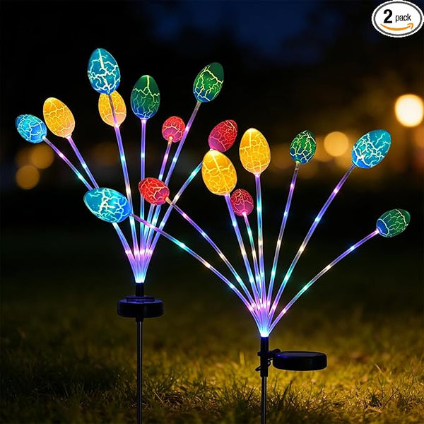 2Packs Solar Easter Decorations Outdoor, Colorful Swaying Firefly Lights with Growing Stem, 2 Modes, High | Lumora