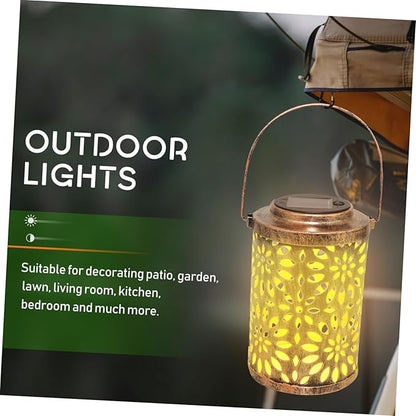 Uonlytech 1pc Outdoor Solar Lantern Hollow Out Pattern Projection Light for Garden Hanging Decor Unique for Friends Family Solar Powered Outdoor Use