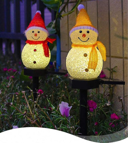 Outdoor Plastic Solar Lights Snowman Shape Solar Powered LED Lamp Waterproof Garden Light Decoration for Walkway Path Landscape Lawn Yard