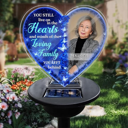Personalized Memorial Solar Lights - Outdoor Light Garden Decor - Grave Decorations for Cemetery Memorial Sympathy Gift for Loss of Loved One