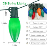 C9 Christmas Lights Outdoor, 25 Ft Multicolor Vintage LED Christmas String Lights for Roofline Xmas Tree Holiday | Lumora